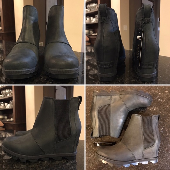 New Sorel Joan of Arctic Wedge II Chelsea Boot, Black Wedges, Sorels, Booties - Picture 7 of 16